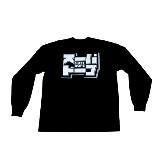 SUPER DOPE "Black & White Logo LS" (BLACK)